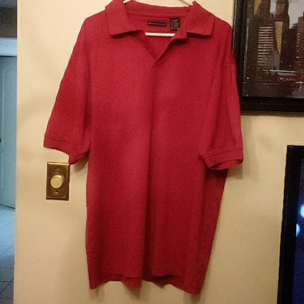 Mens Red casual Perry Ellis XL short sleeve